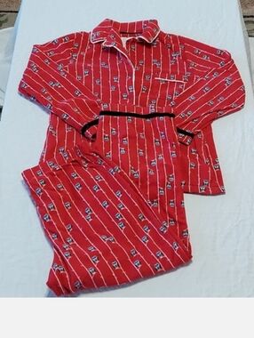 Cuddl Duds Red Striped Ladies Pajama Set with Owl Motif